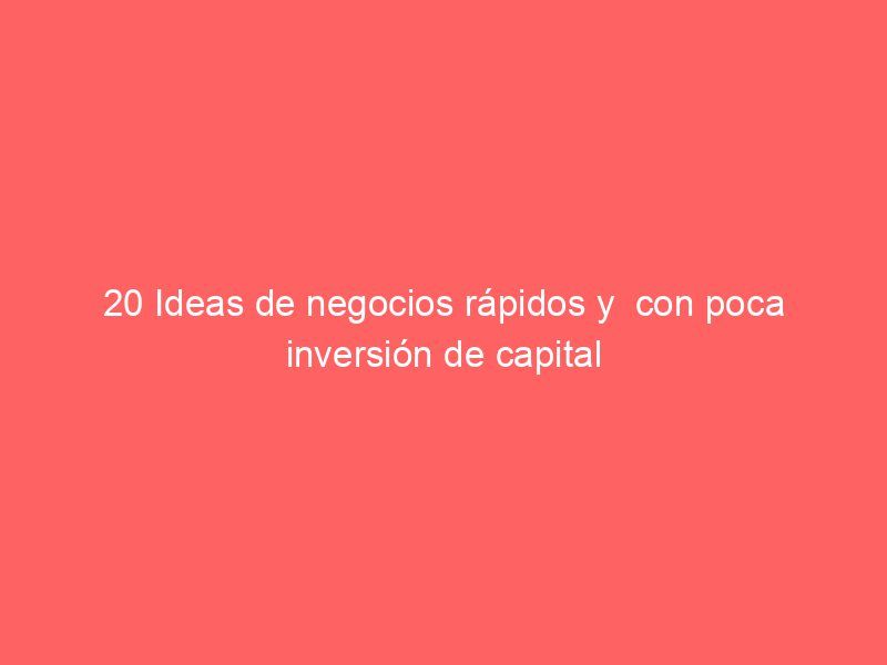 20 Ideas de negocios rápidos y  con poca inversión de capital