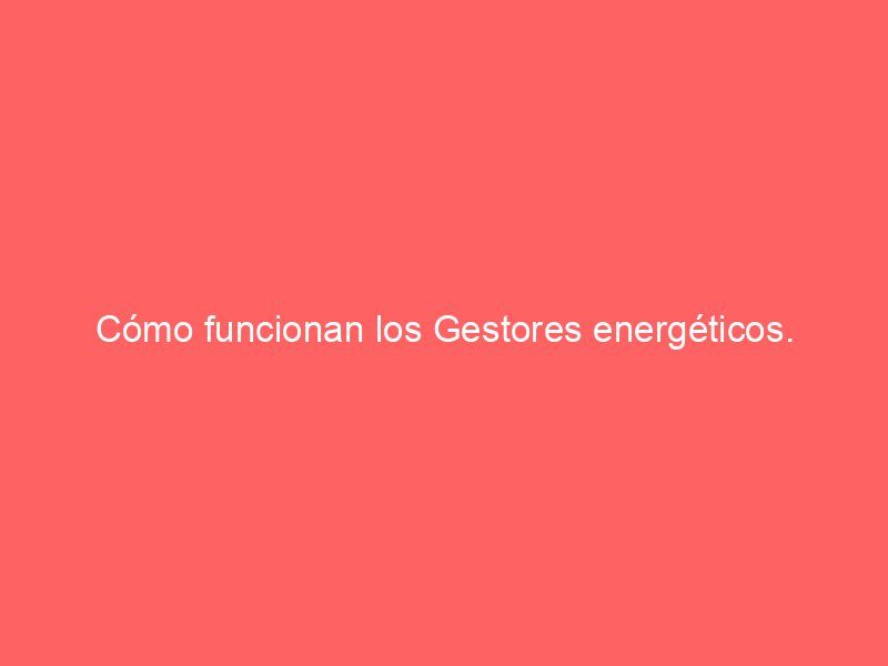 Cómo funcionan los Gestores energéticos.