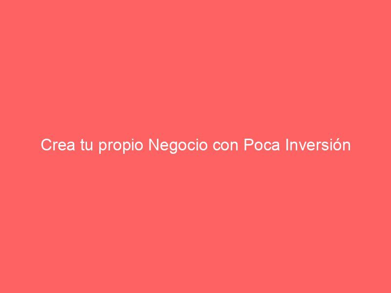 Crea tu propio Negocio con Poca Inversión