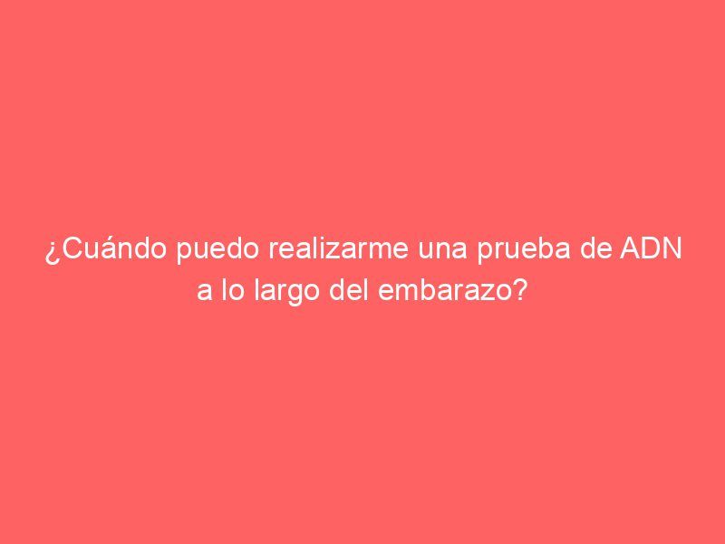 ¿Cuándo puedo realizarme una prueba de ADN a lo largo del embarazo?