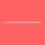 ¿Cuándo se aplica la fisioterapia?