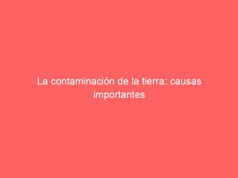 La contaminación de la tierra: causas importantes