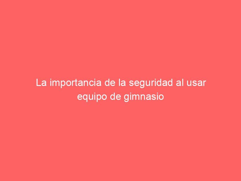 La importancia de la seguridad al usar equipo de gimnasio