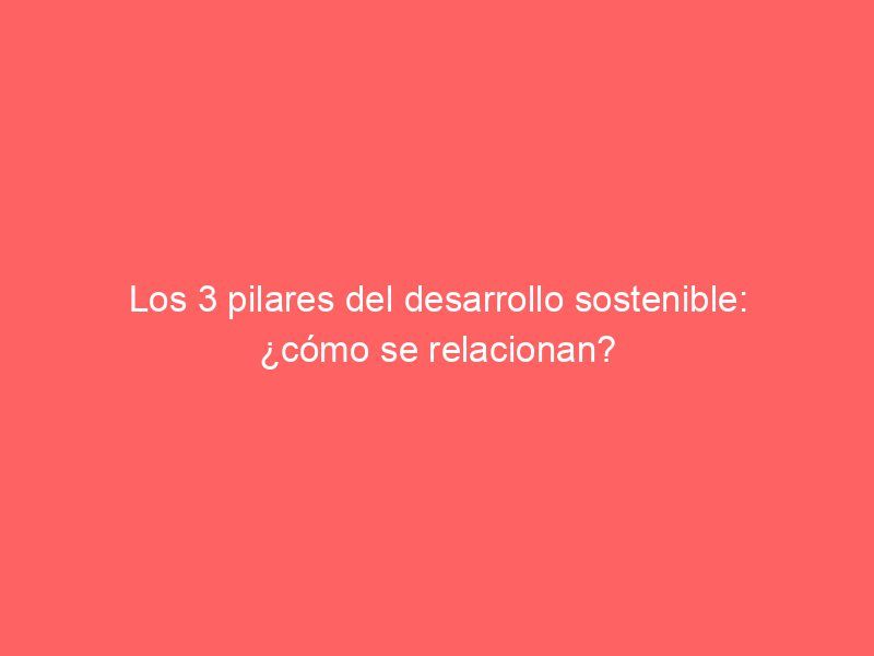 Los 3 pilares del desarrollo sostenible: ¿cómo se relacionan?