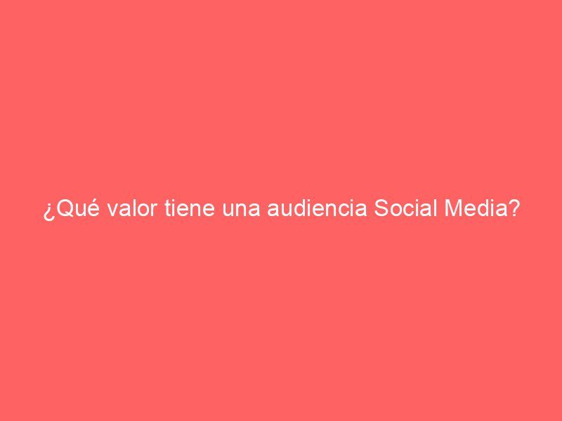 ¿Qué valor tiene una audiencia Social Media?