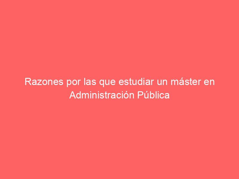 Razones por las que estudiar un máster en Administración Pública