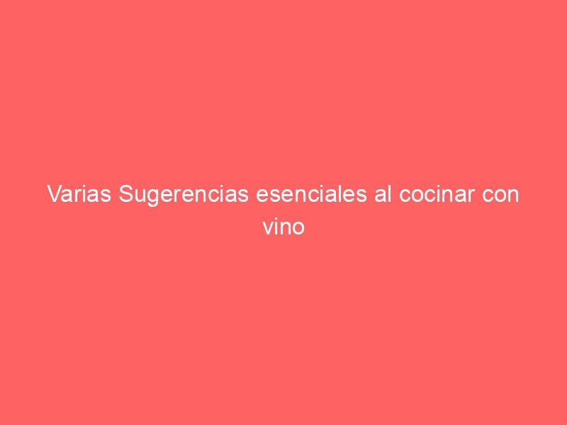 Varias Sugerencias esenciales al cocinar con vino