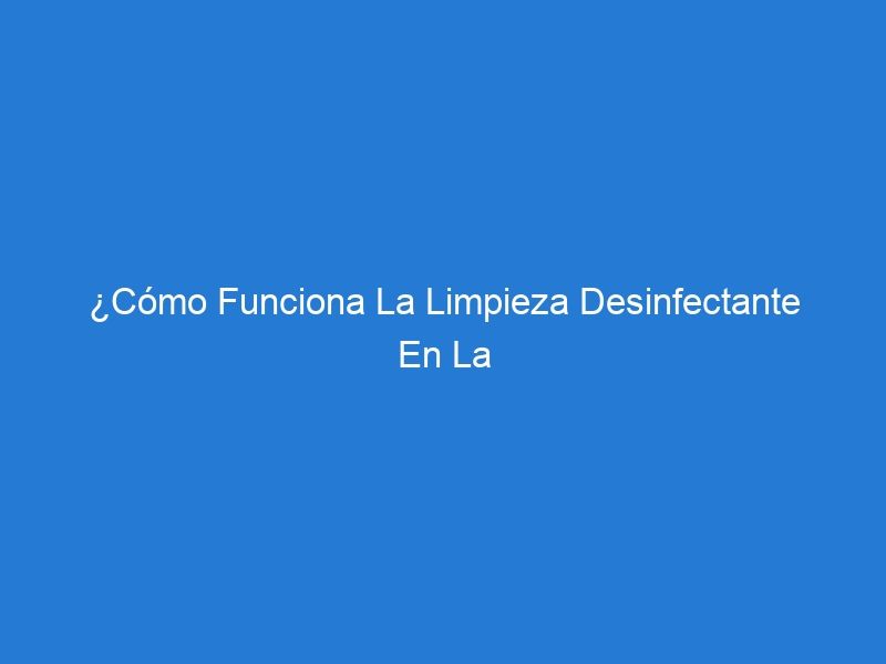 ¿Cómo Funciona La Limpieza Desinfectante En La Lucha Contra El Covid-19?