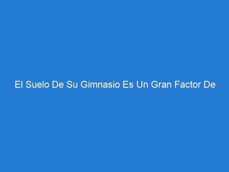 El Suelo De Su Gimnasio Es Un Gran Factor De Atracción Para Los Usuarios