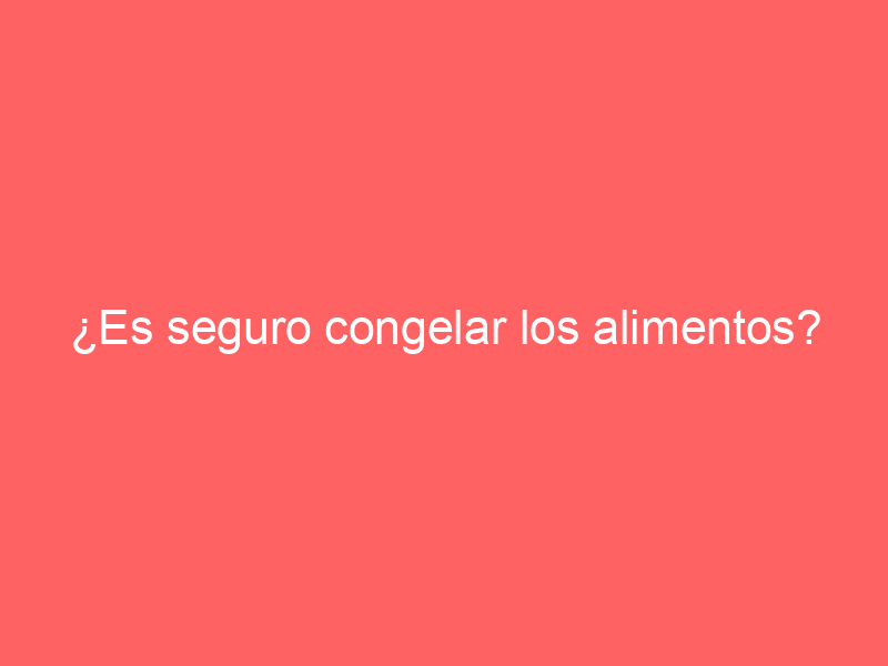 ¿Es seguro congelar los alimentos?