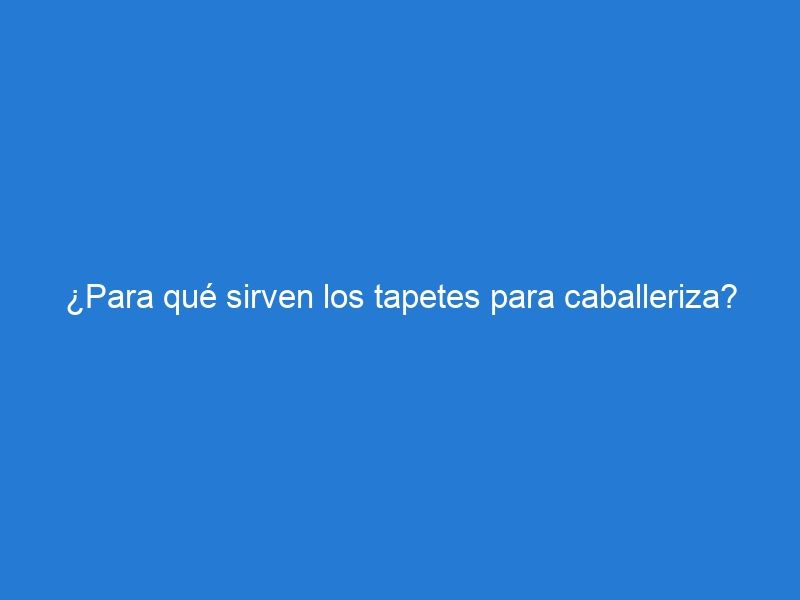 ¿Para qué sirven los tapetes para caballeriza?