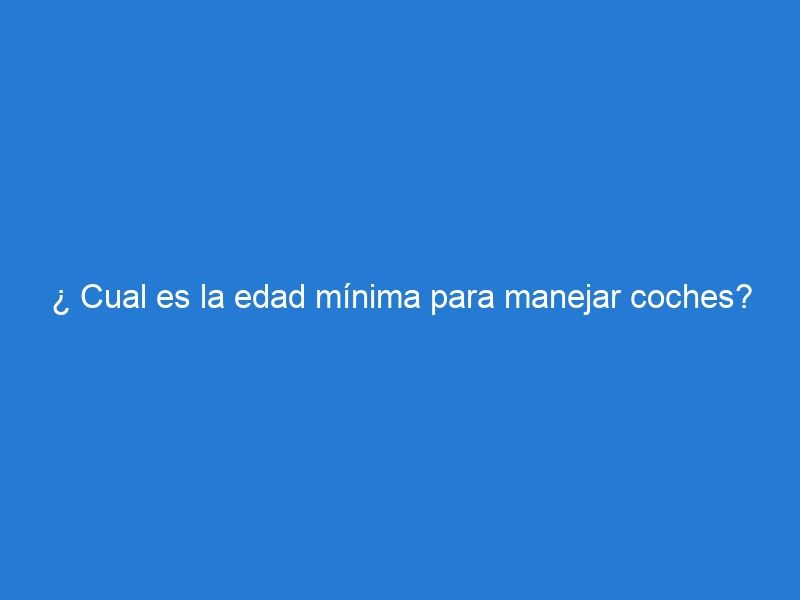 ¿ Cual es la edad mínima para manejar coches?